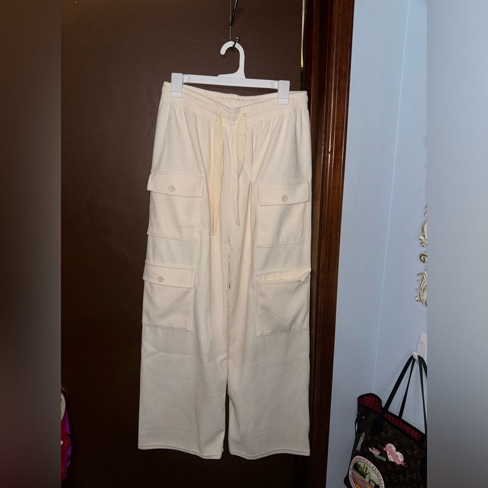 Cream corduroy, cargo pants